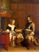 Gerard Ter Borch Soldier Offering a Young Woman Coins USA oil painting reproduction